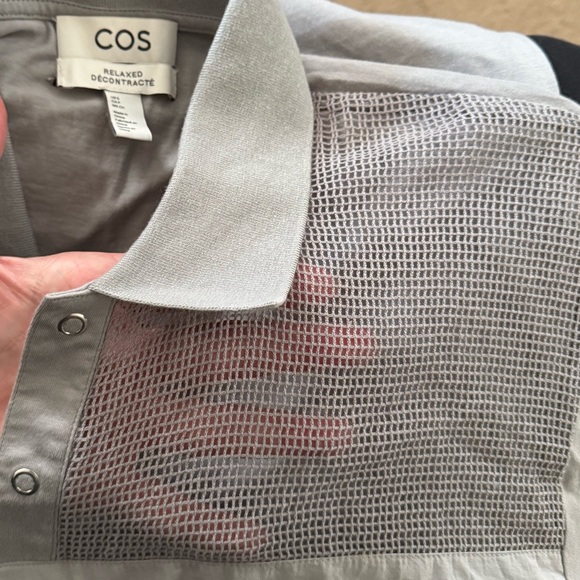 COS SEE THROUGH MESH FISH NET POLO SHIRT LUXURY BLOCK SHEER REVEAL REVEALING MEN - Picture 16 of 16